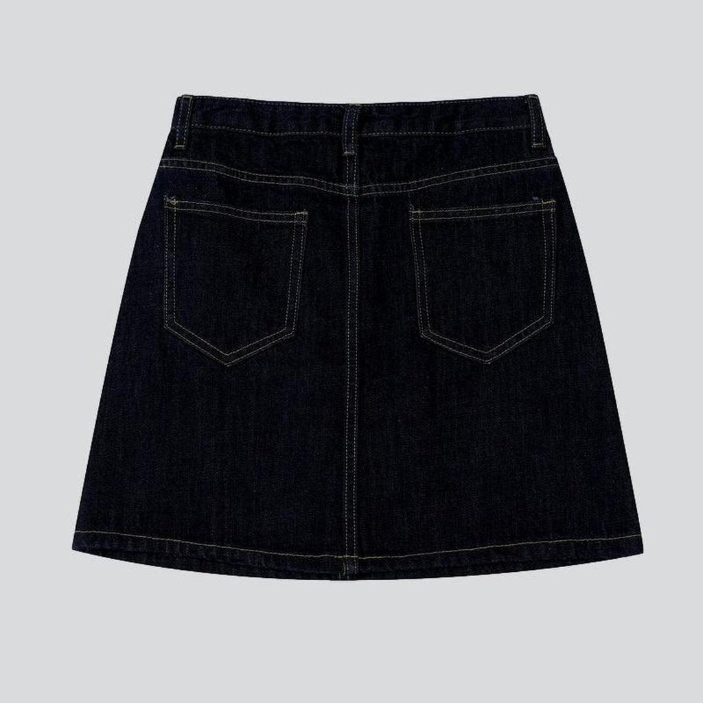 Short black women denim skirt