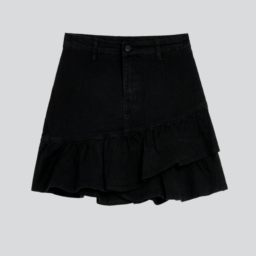 Mini frills jean skirt