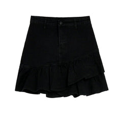 Mini frills jean skirt