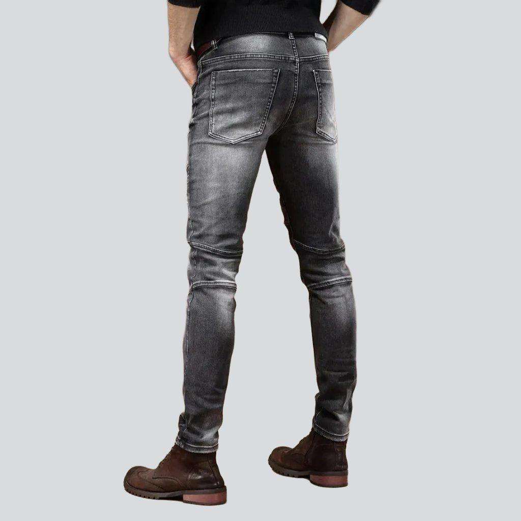 Grey-destroyed jeans for men