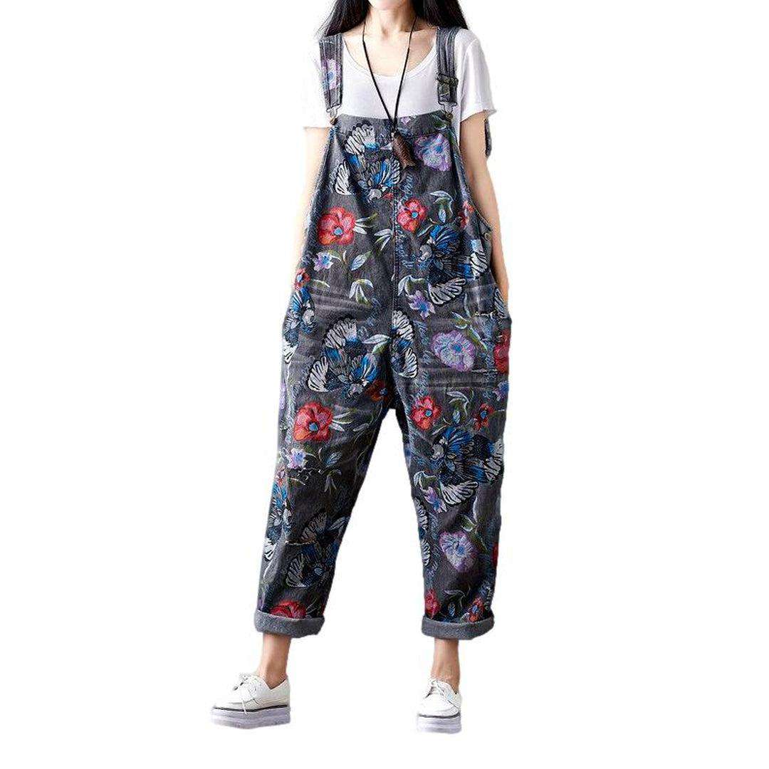 Floral women denim jumpsuit