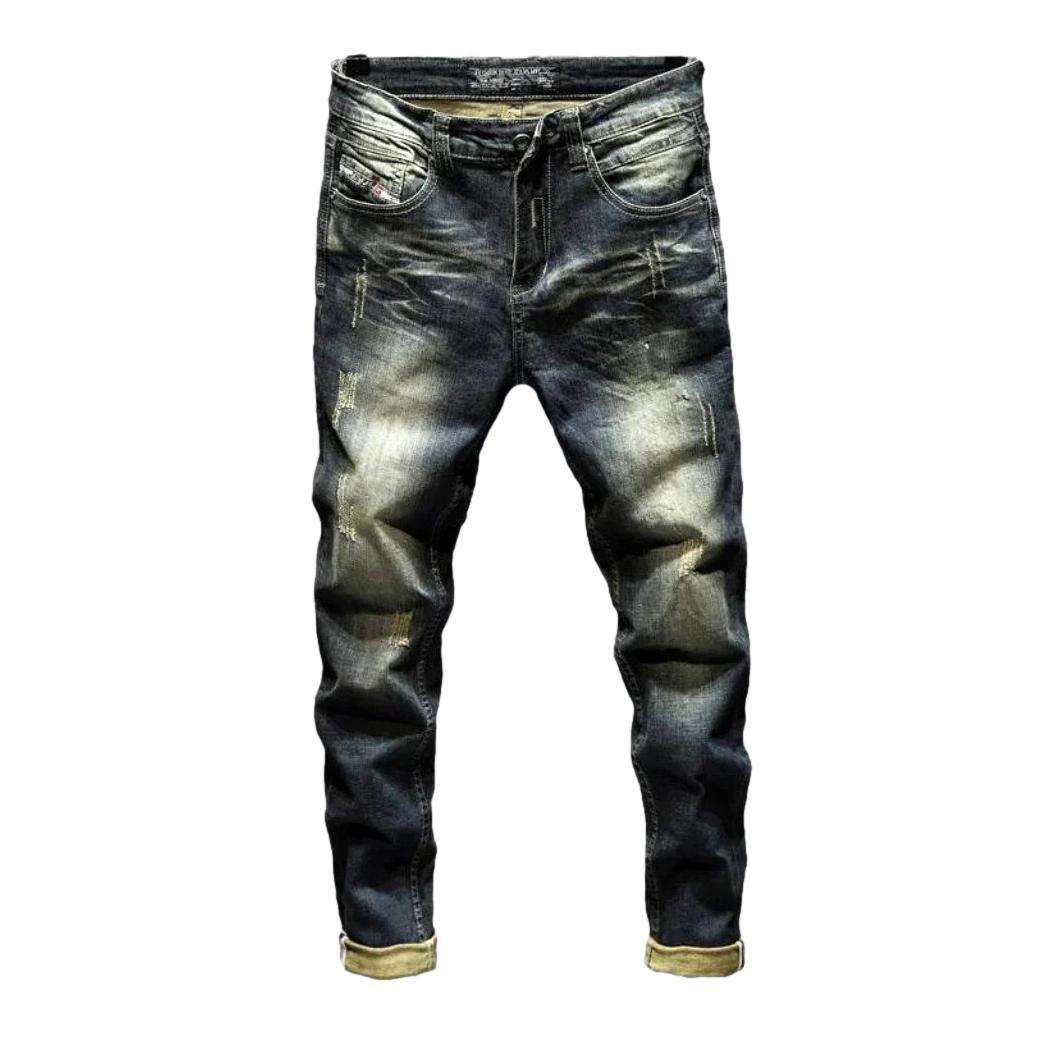 Dark wash aged men jeans