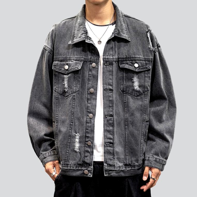 Ripped oversized men denim jacket