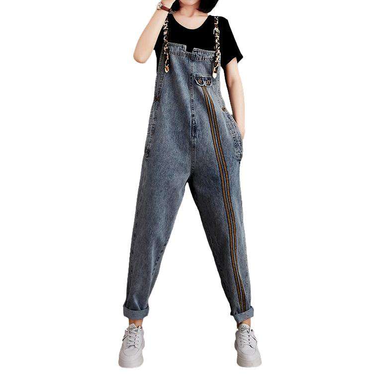 Jeans-Overall mit Linienstickerei für Damen