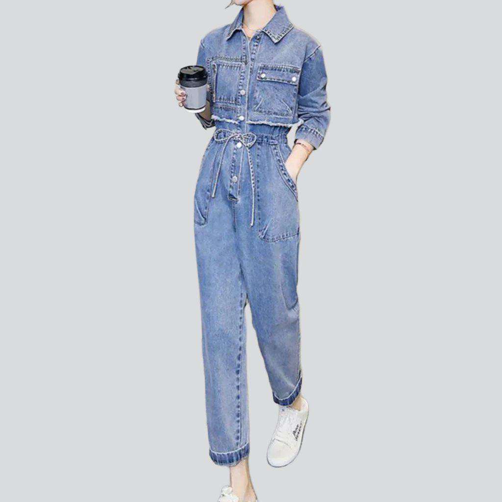 Fake two-piece women denim overall