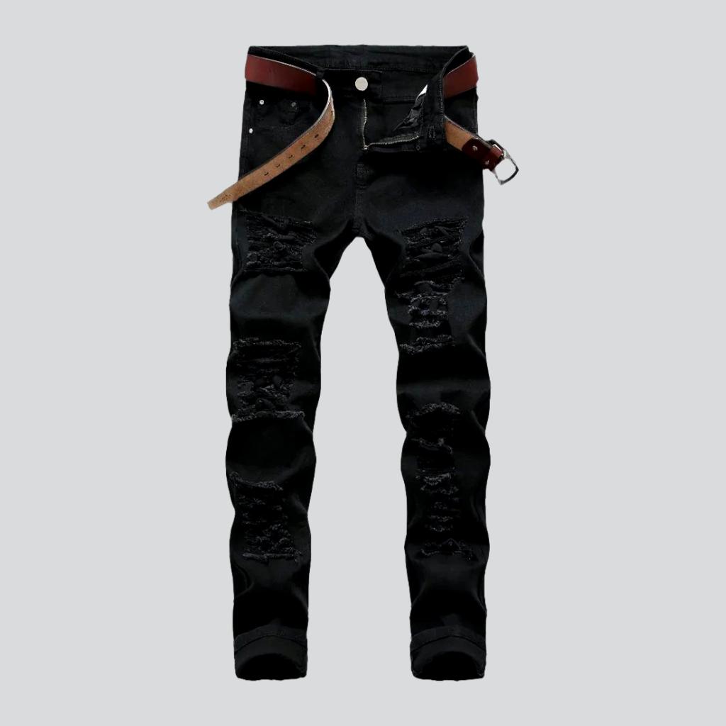 Stretch distressed color men jeans