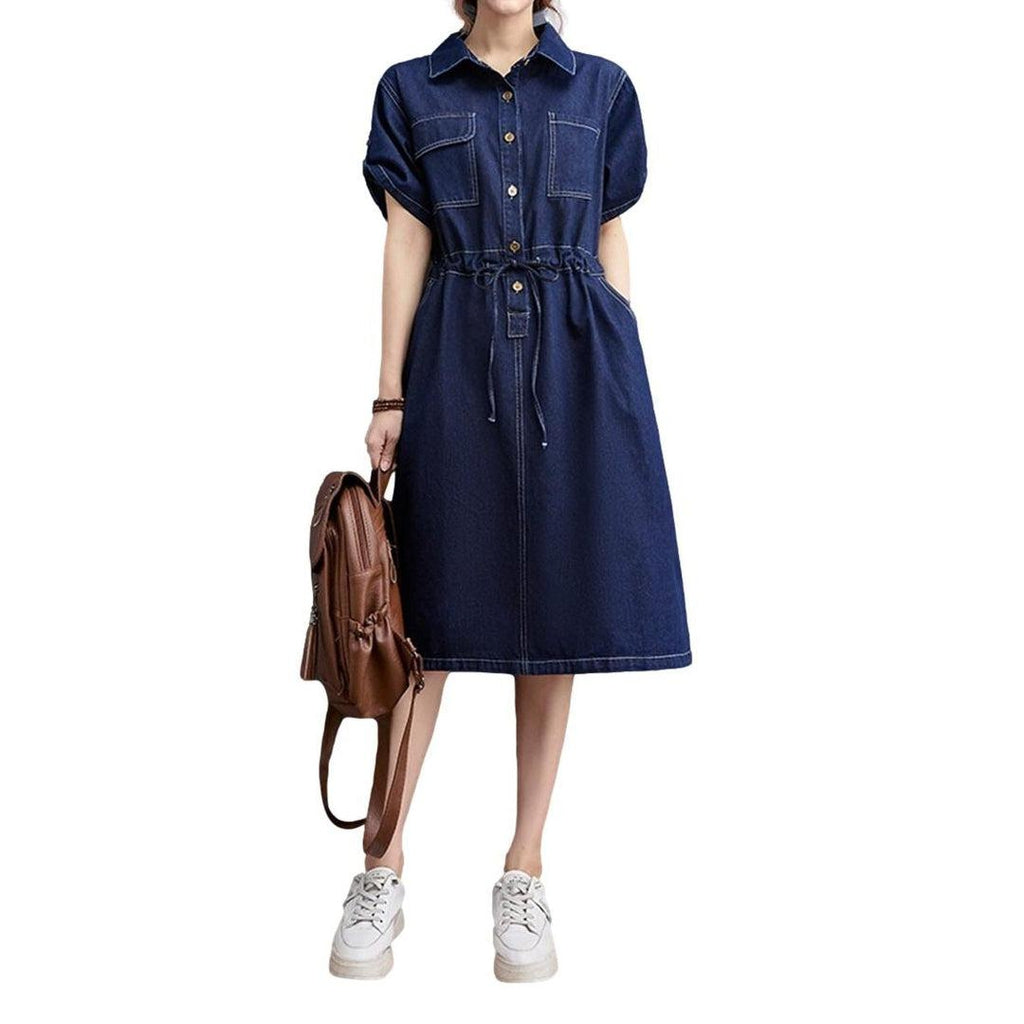 Short sleeve dark denim dress