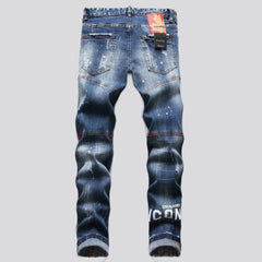 Mid-waist men paint-splatter jeans