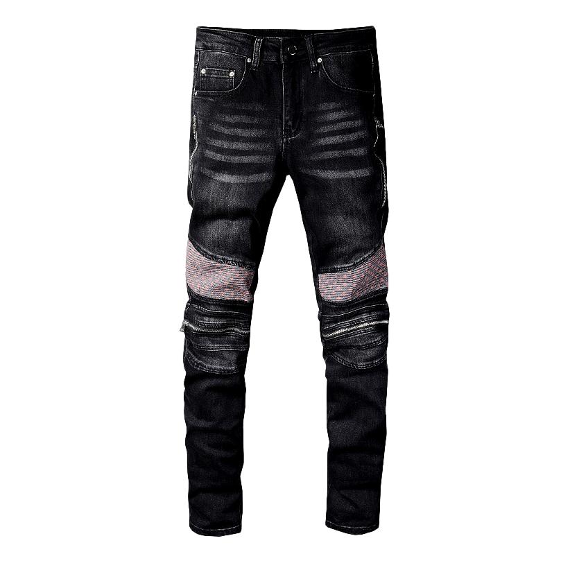 Vintage wash men biker jeans