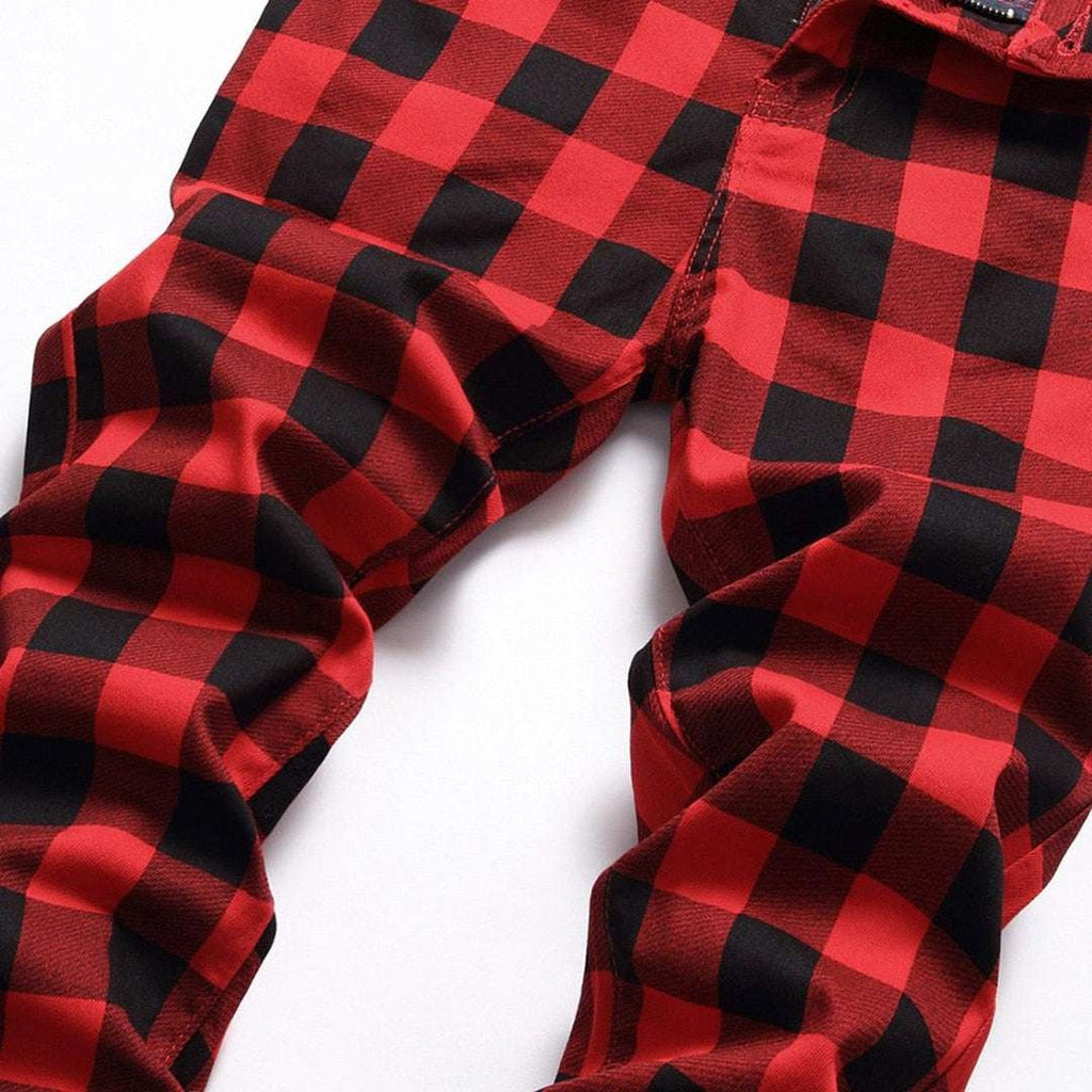 Checkered red men jeans