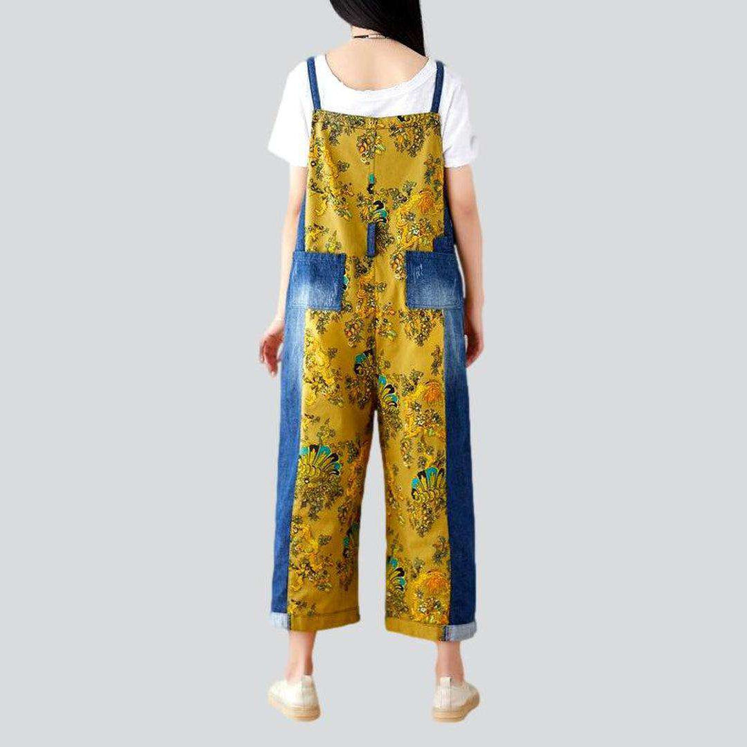 Chinese ornament women denim jumpsuit