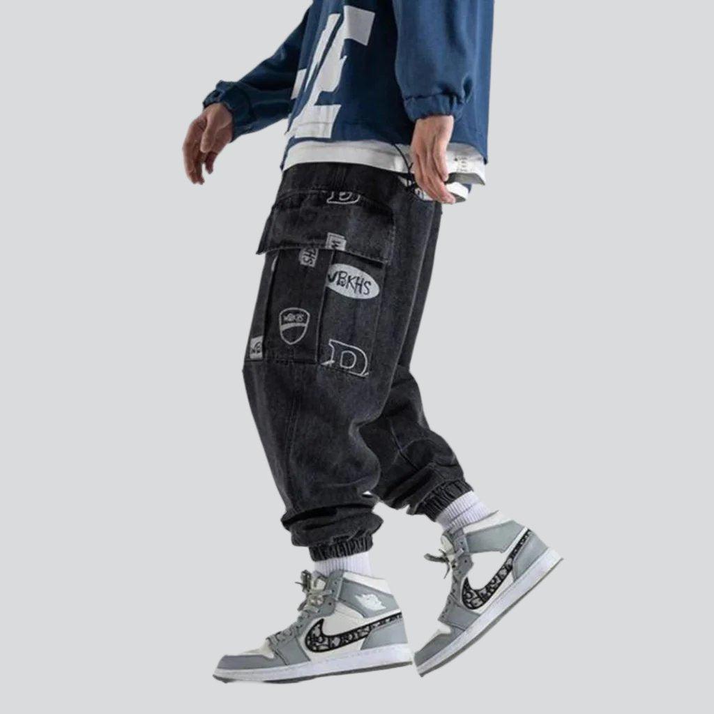 Streetwear printed cargo baggy jeans