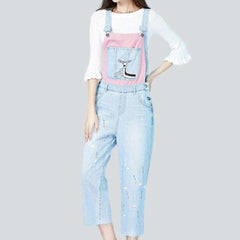 Embroidered women denim dungaree