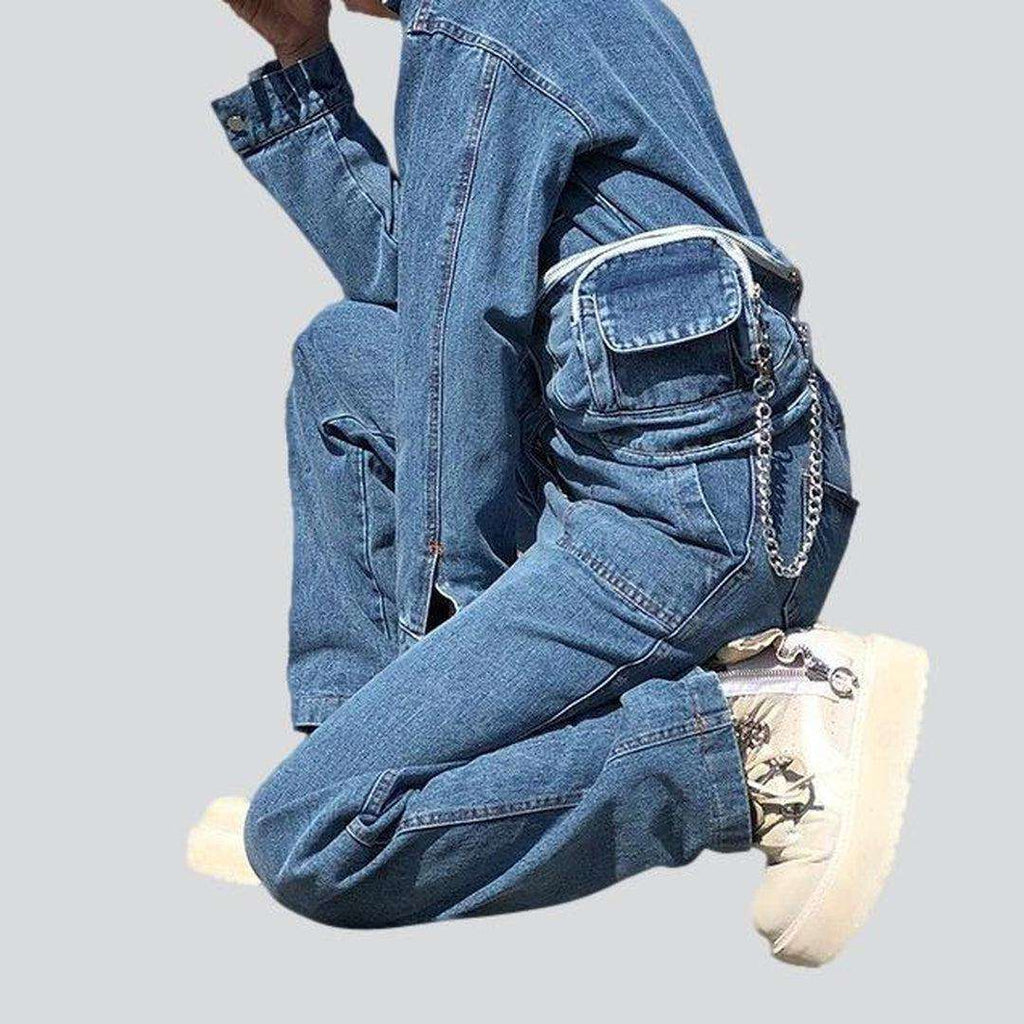 Denim overall with waist bag