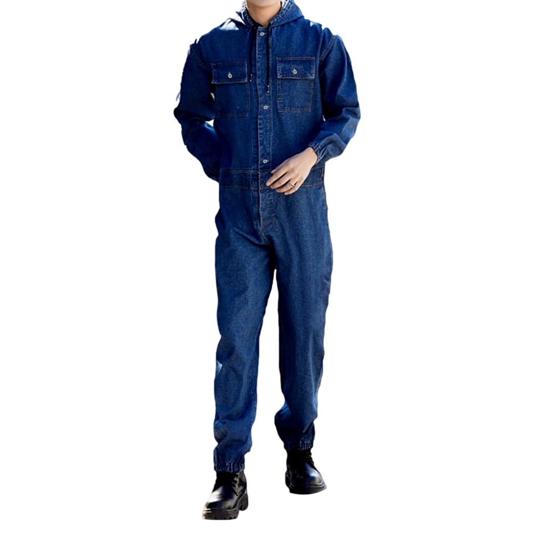 Wear resistant men denim overall