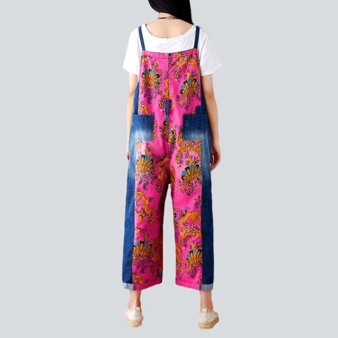 Chinese ornament women denim jumpsuit