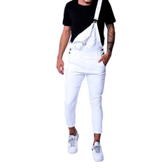 Skinny color men denim jumpsuit