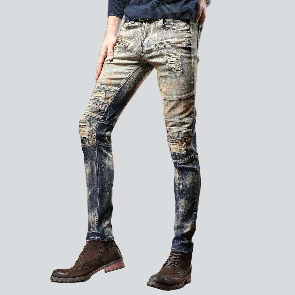 Aged trendy jeans for men