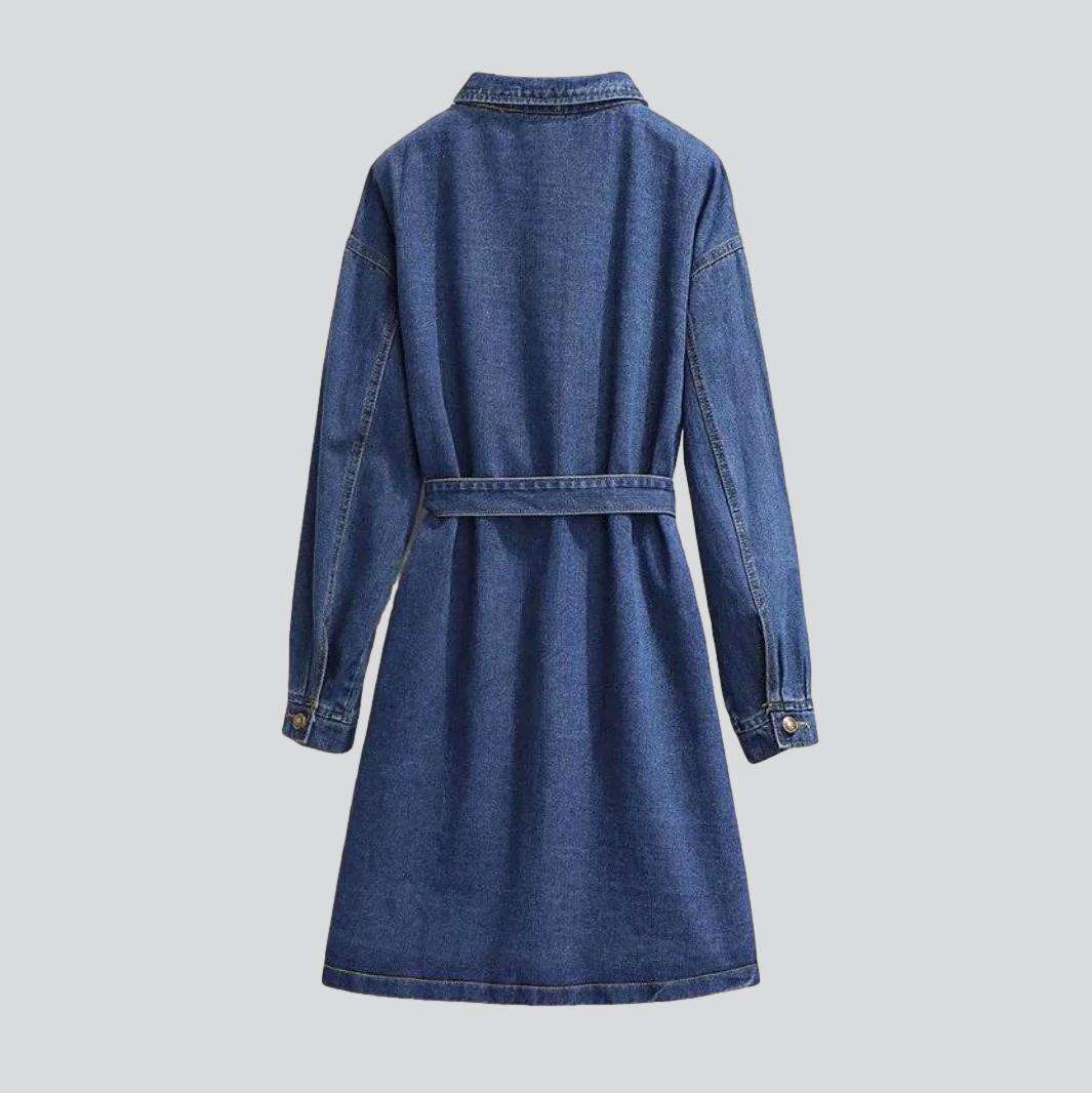 Long sleeve midi denim dress