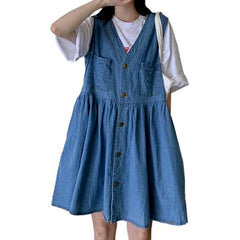 Sleeveless flare denim dress