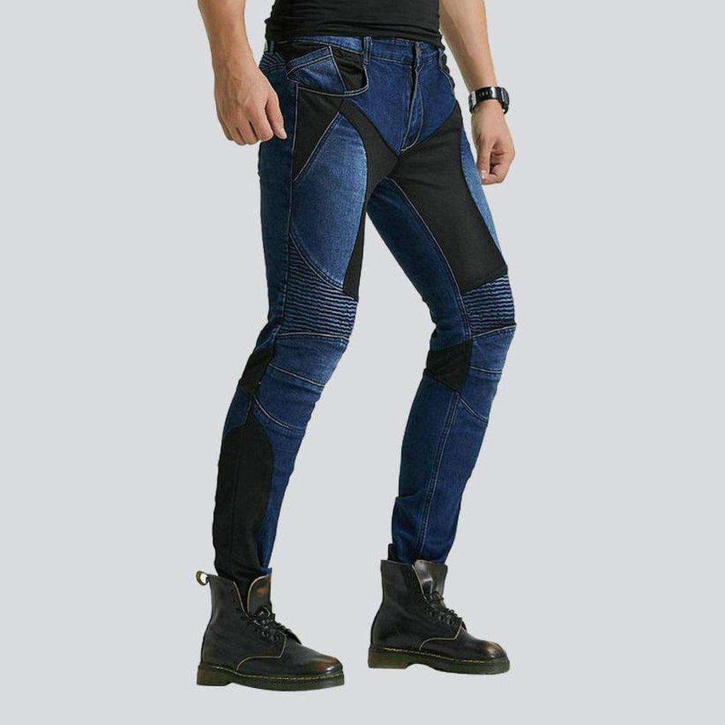 Breathable mesh men biker jeans