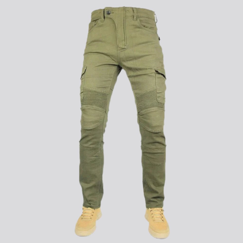 Pantalones vaqueros cargo ajustados de estilo motero