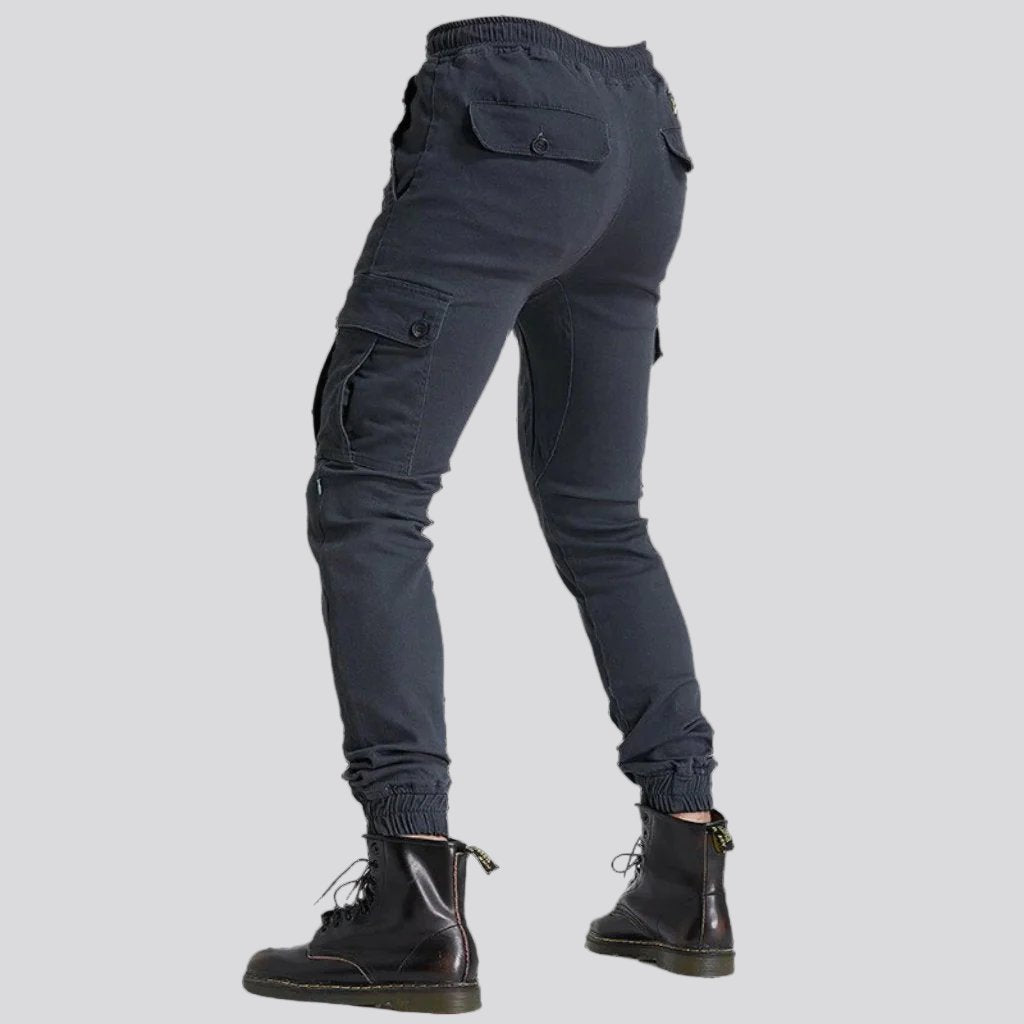 Mid-waist moto men denim pants