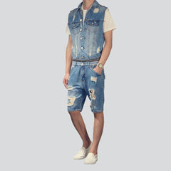 Sleeveless overall shorts for men