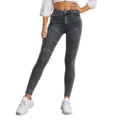 Exposed button skinny women jeans