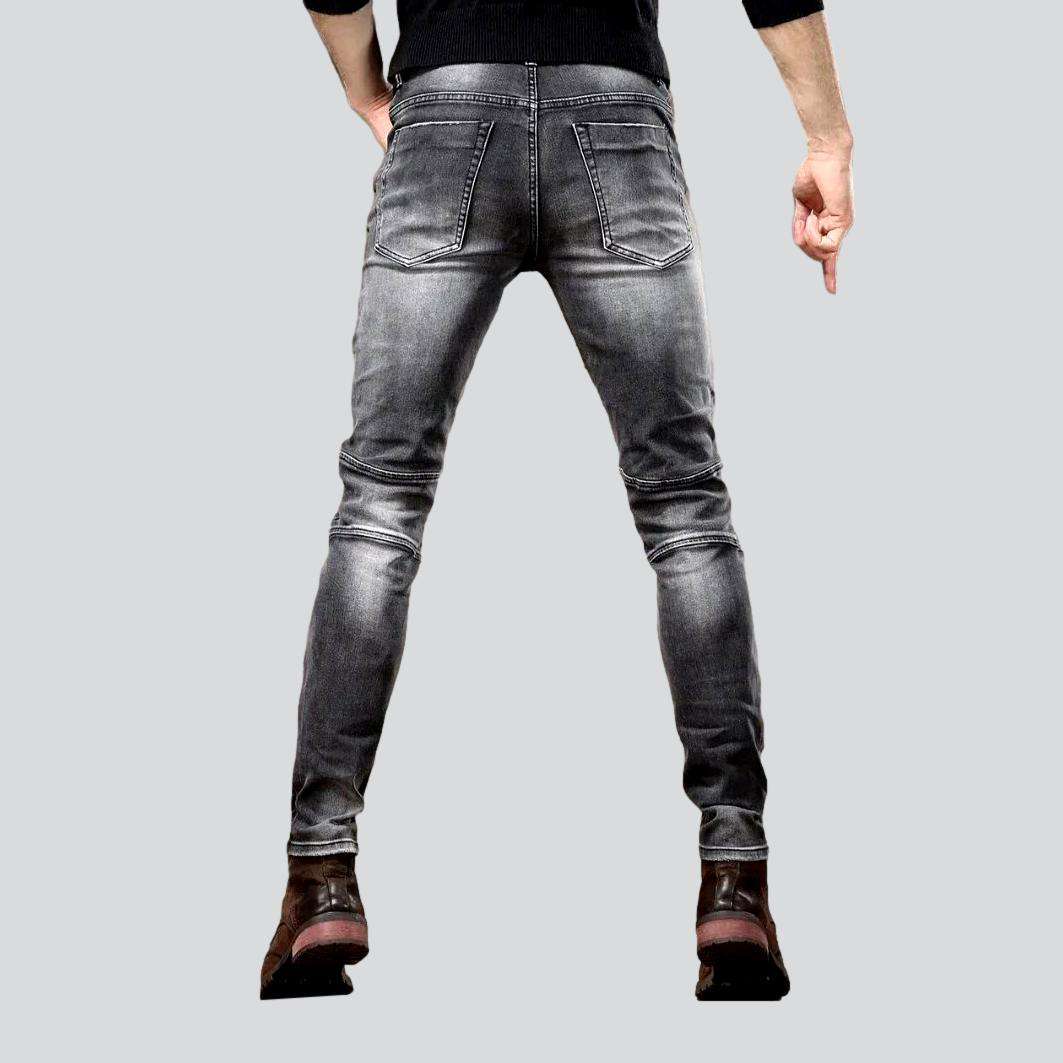 Grey-destroyed jeans for men