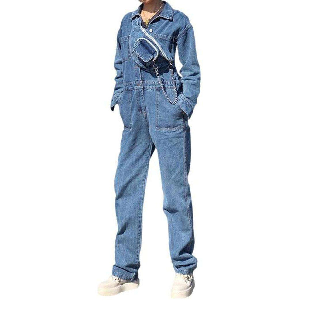 Denim overall with waist bag