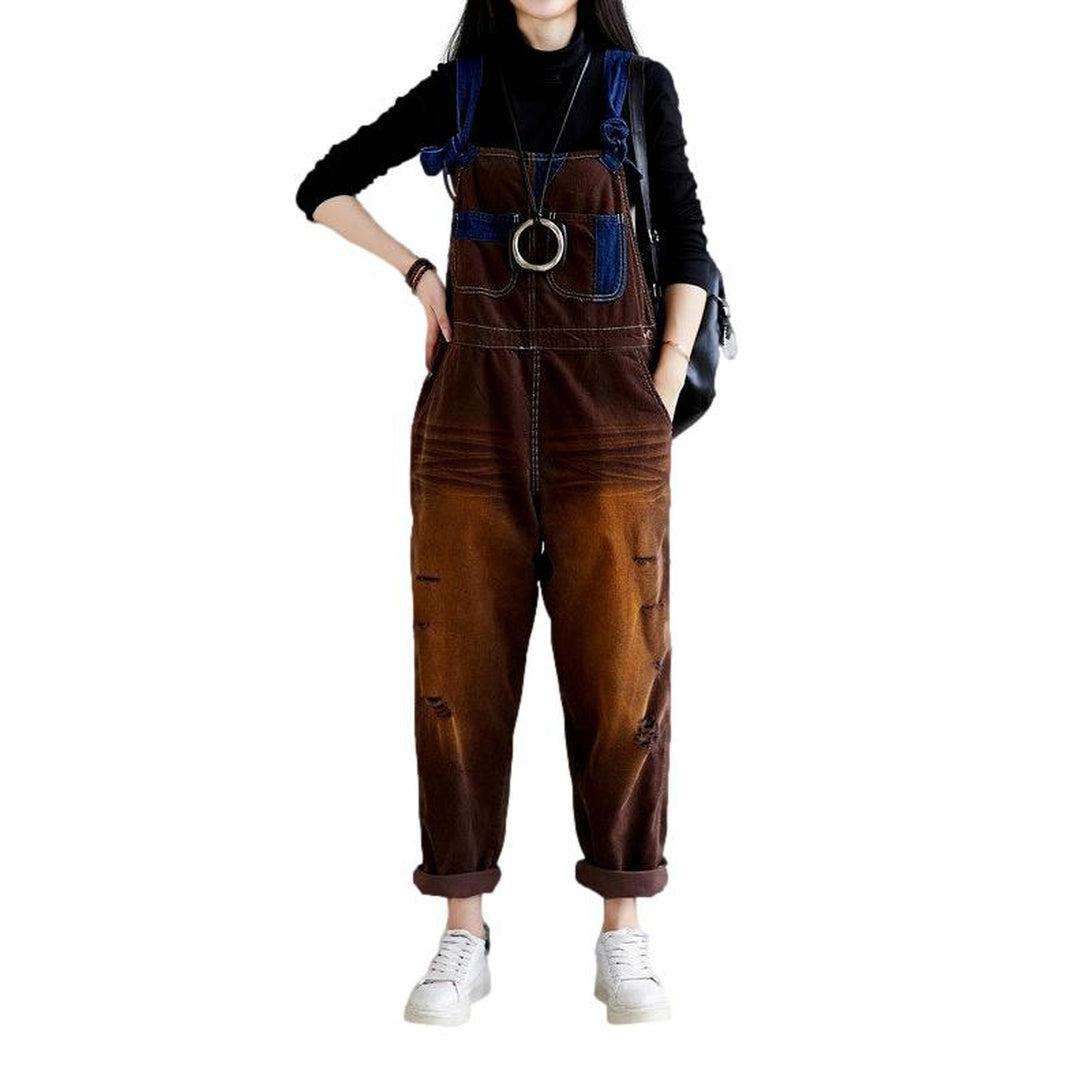 Color urban women denim jumpsuit