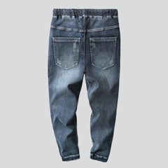 Stonewashed winter men denim joggers