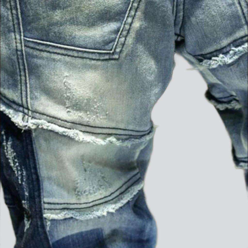 Farbblock-Patchwork-Jeans für Herren