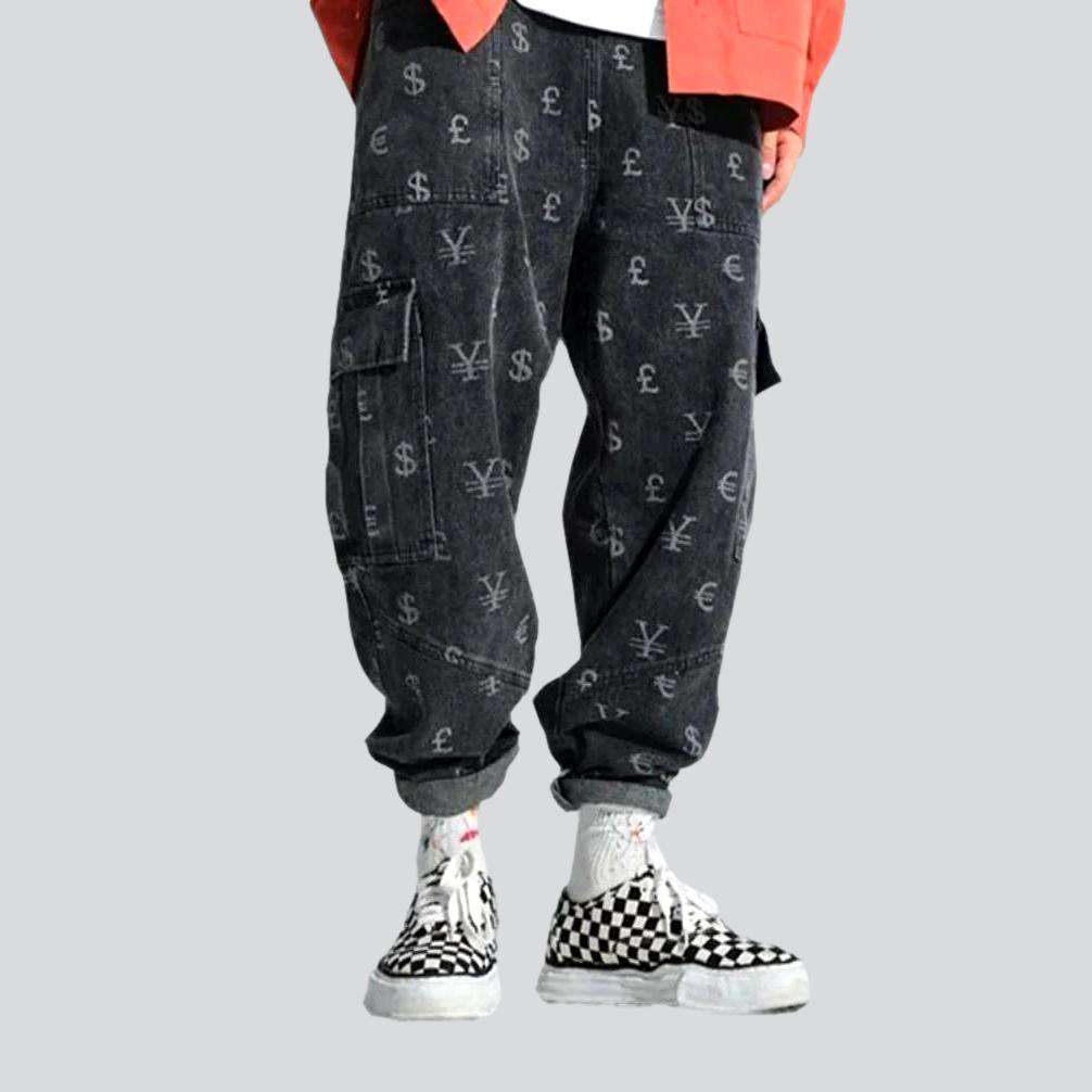 4555 Rae Currency print cargo baggy jeans – Rae Jeans