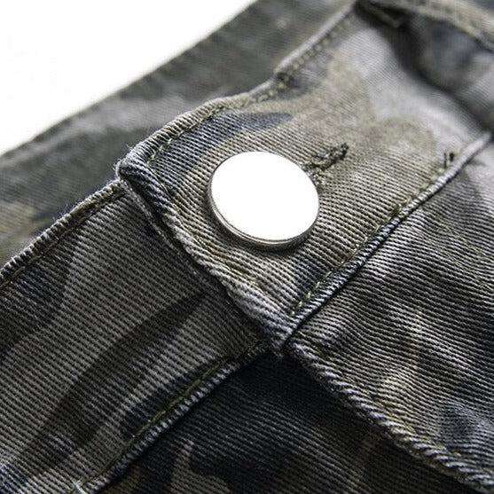 Camouflage print skinny men jeans