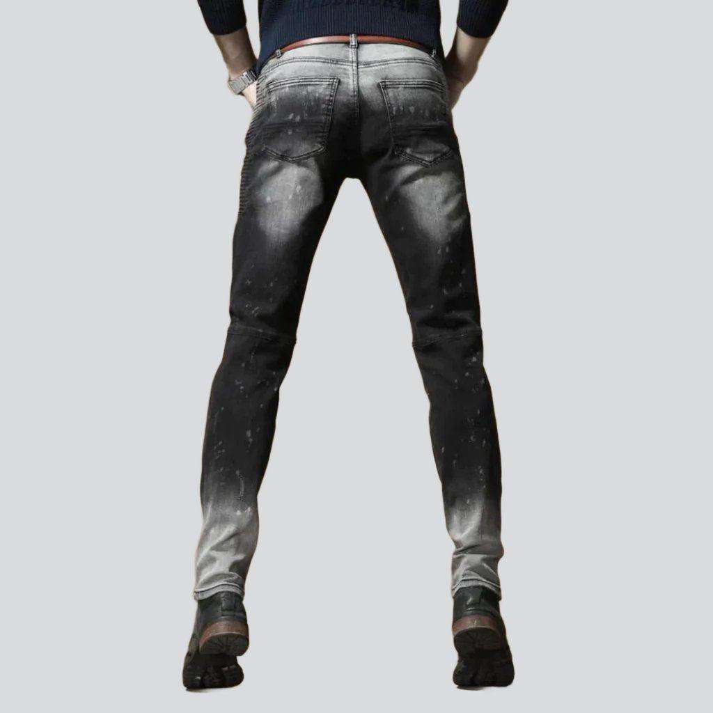 Contrast bleach slim men jeans