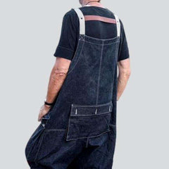 Marineblaue Baggy-Latzhose aus Denim für Herren