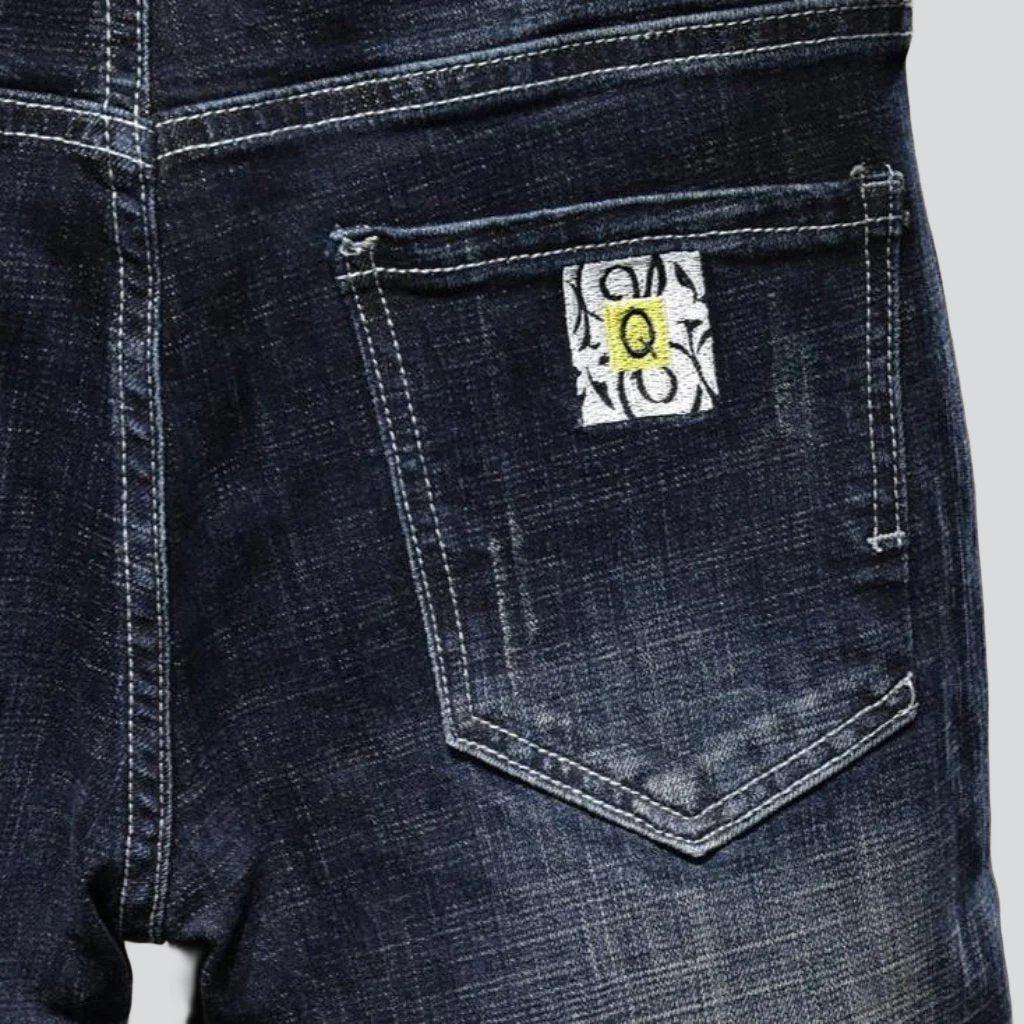 Painted knee patch men jeans