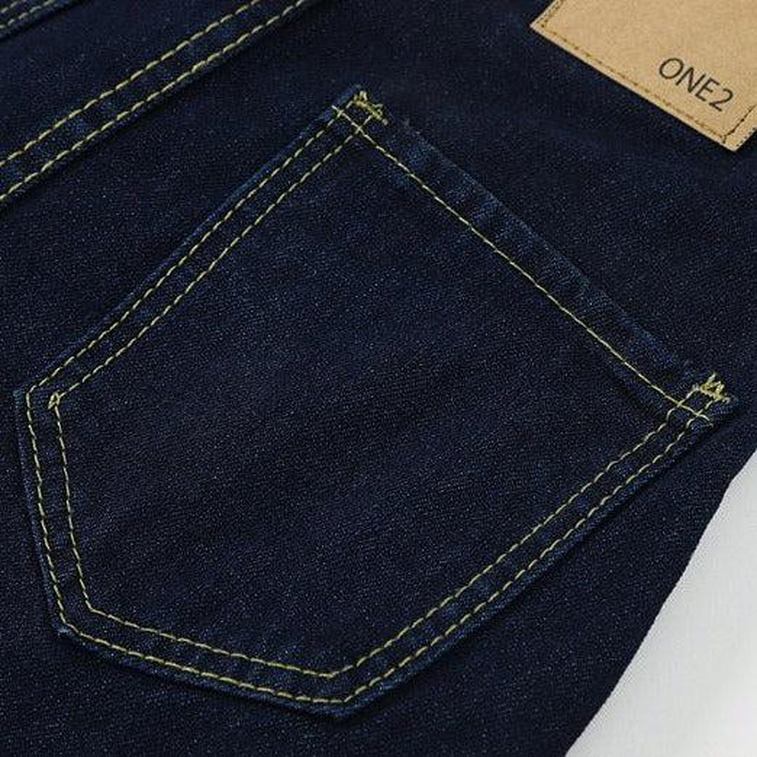 Langer Jeansrock mit rechteckigen Taschen