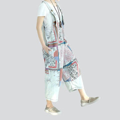 Painted baggy ladies jeans jumpsuit