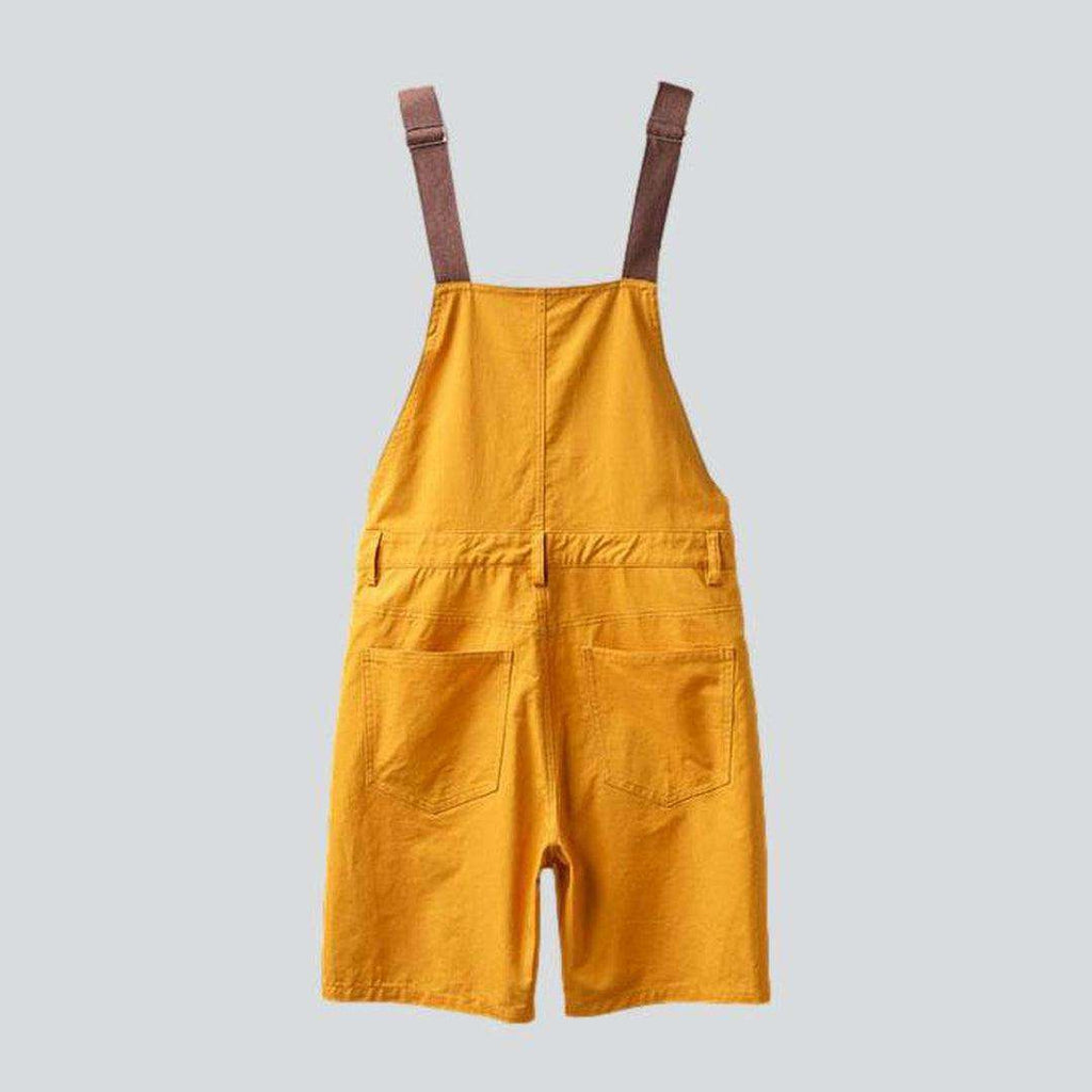 Color denim men overall shorts