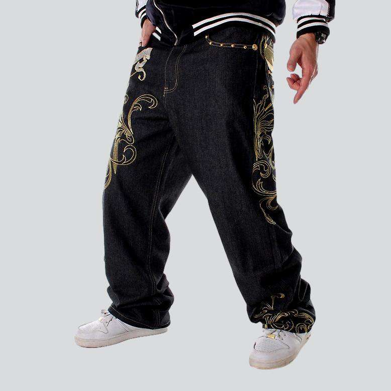 Hip-hop embroidered jeans for men