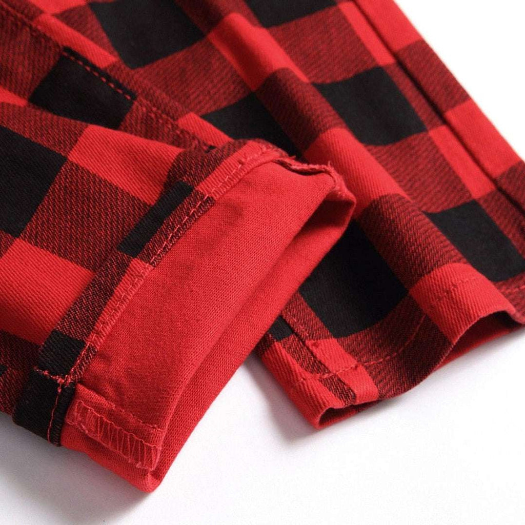 Checkered red men jeans