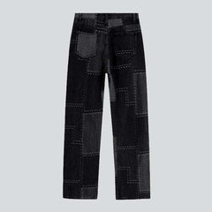 Dunkle Patchwork-Straight-Jeans für Damen