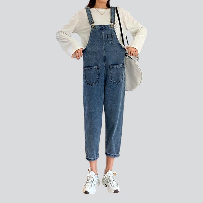 Gerader Jeans-Jumpsuit für Damen mit Taschen