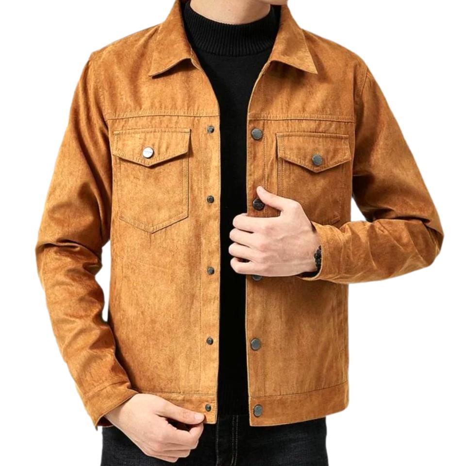 Chaqueta vaquera de motociclista ajustada de color para hombre