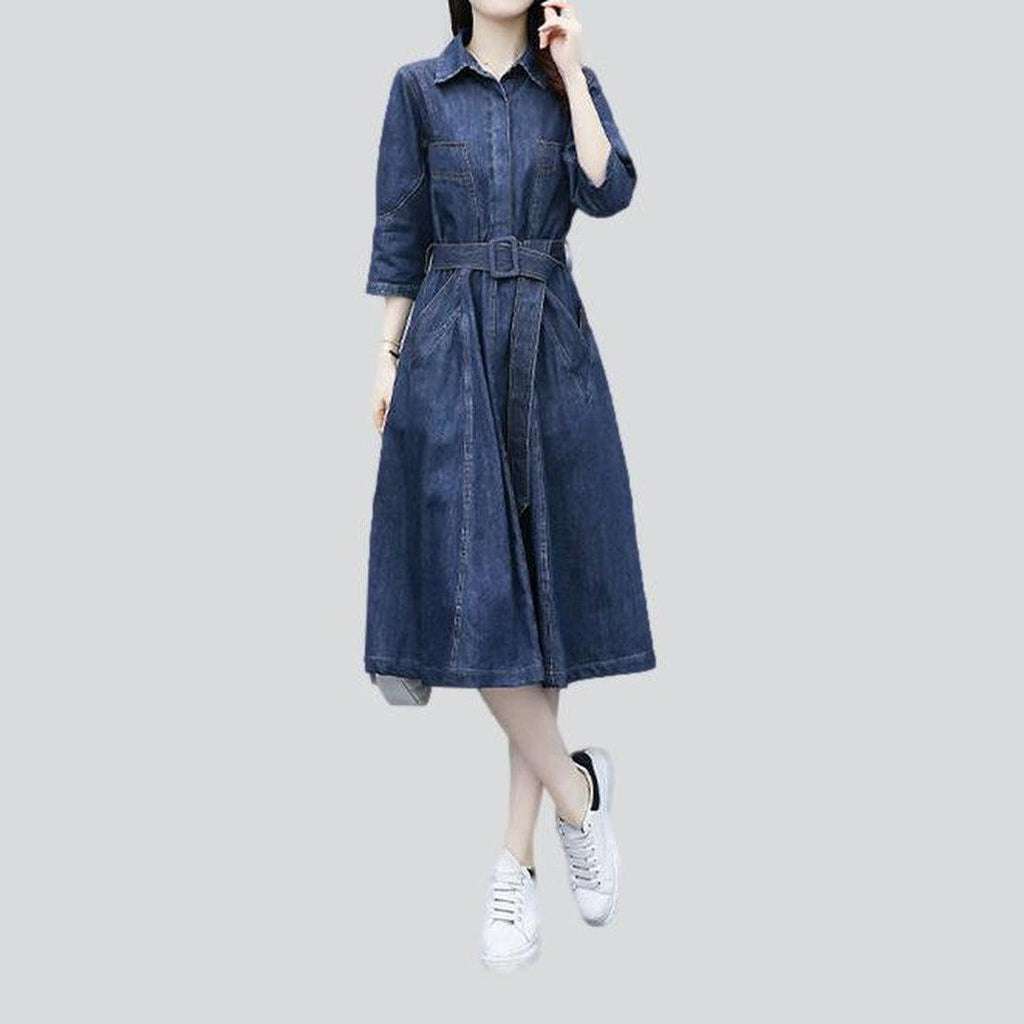 Elegant classic women jeans dress