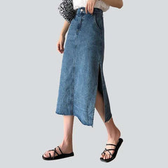 Long slit women denim skirt