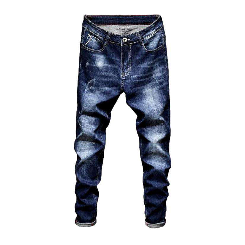 Dark wash whiskered men jeans